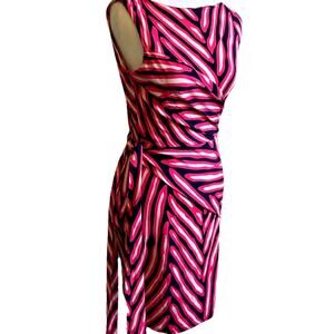 Diane Von Furstenberg Pink Blue Tiger Stripe Wrap Silk Dress 0 Retro Party 90s